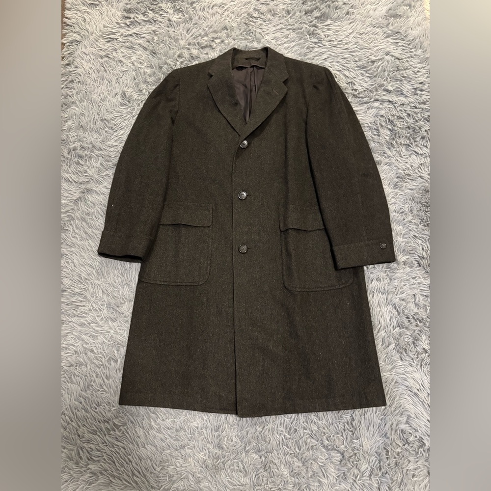Vintage Worumbo Womens Crossland Topcoat Gray 3-Button Up Wool Winter Trenchcoat